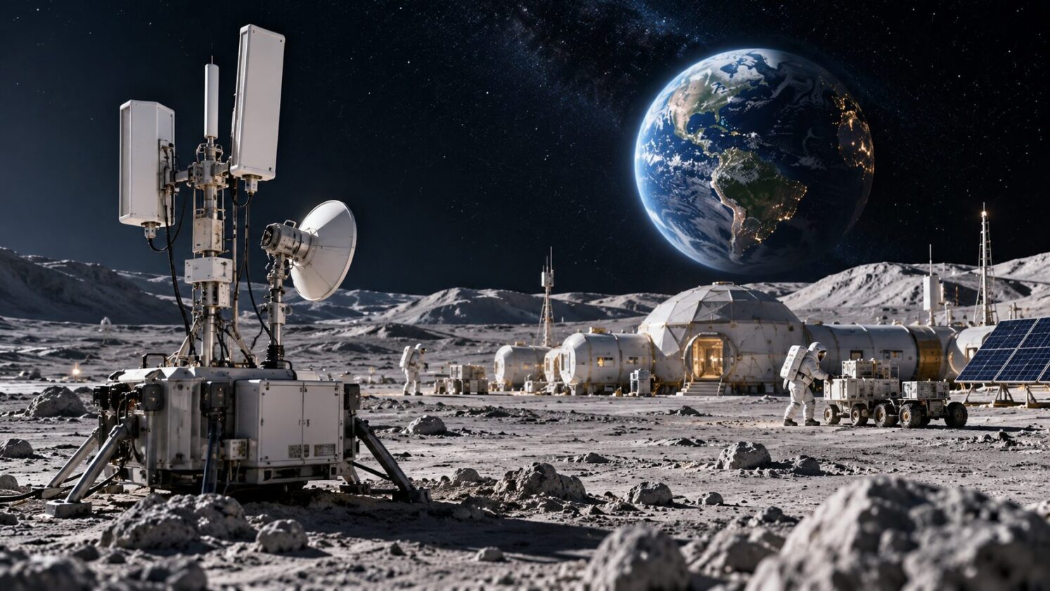 Imagem editorial para a matéria: NASA contrata Modulate Space para desenvolver rede 5G com Wi-Fi 6 para a Lua