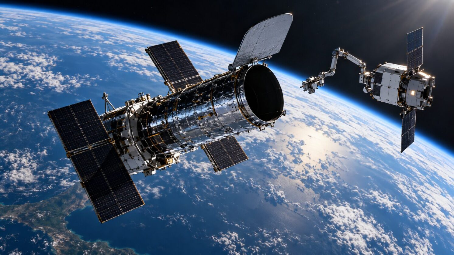 Imagem editorial para a matéria: NASA diz que missão para elevar órbita do observatório Swift não aumentou altitude da espaçonave