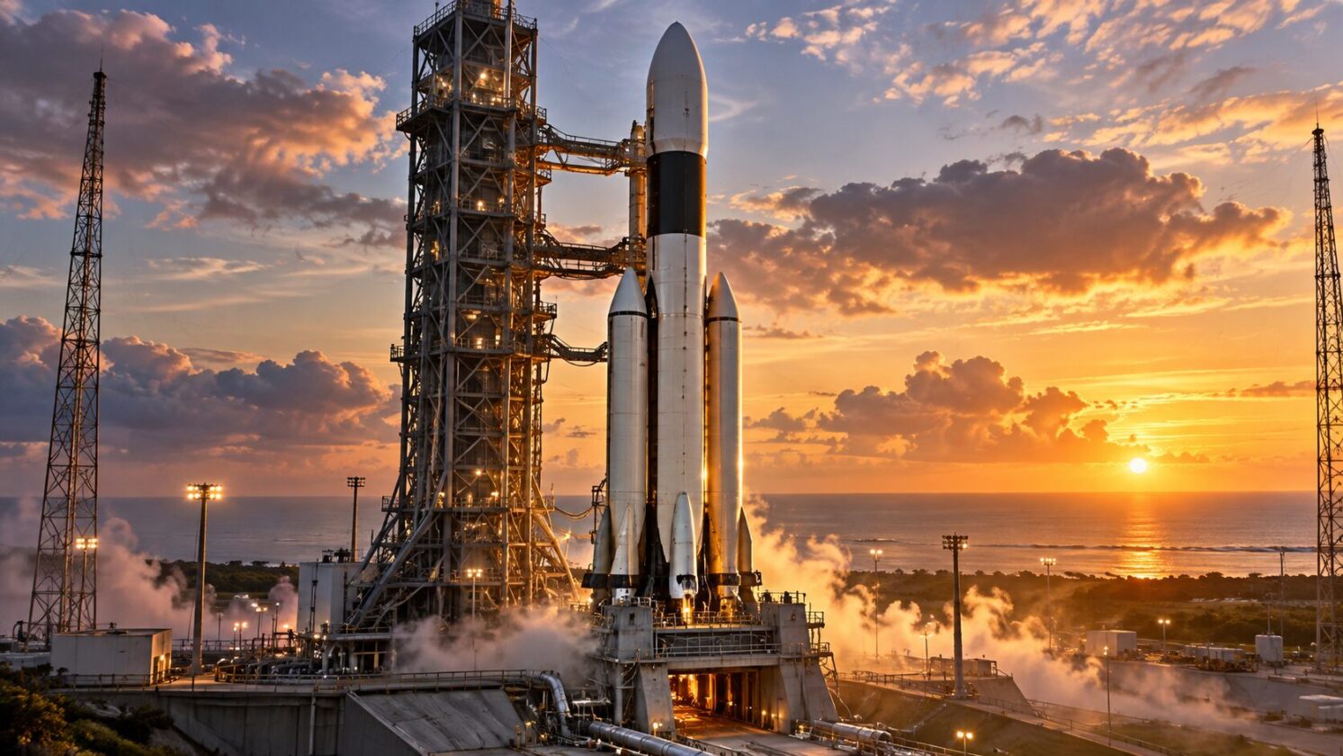 Imagem editorial para a matéria: NASA inclui New Glenn 9x4, da Blue Origin, em contrato de lançamentos