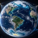 Imagem editorial para a matéria: NASA mede deslocamentos no centro de massa da Terra causados por água e gelo