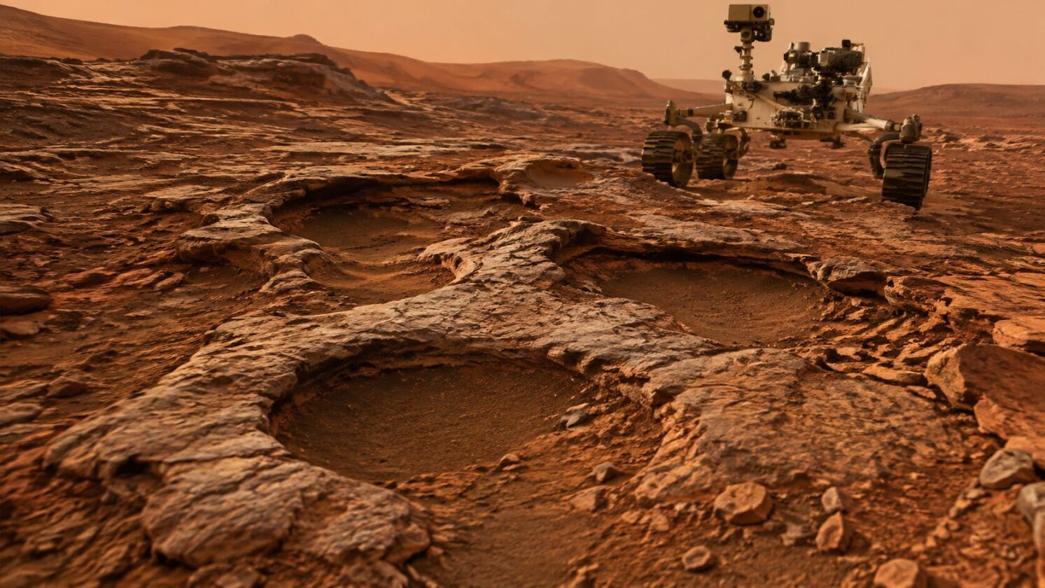 Imagem editorial para a matéria: NASA relata formações incomuns observadas pelo rover Curiosity em Marte
