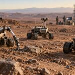 Imagem editorial para a matéria: NASA testa frota de três robôs com IA para exploração científica