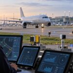 Imagem editorial para a matéria: NASA testa tecnologias para modernizar operações em aeroportos comerciais