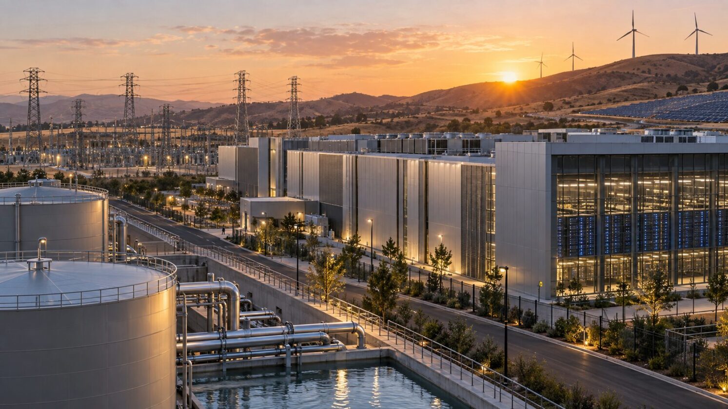 Imagem editorial para a matéria: Newsom assina pacote de leis sobre data centers na Califórnia