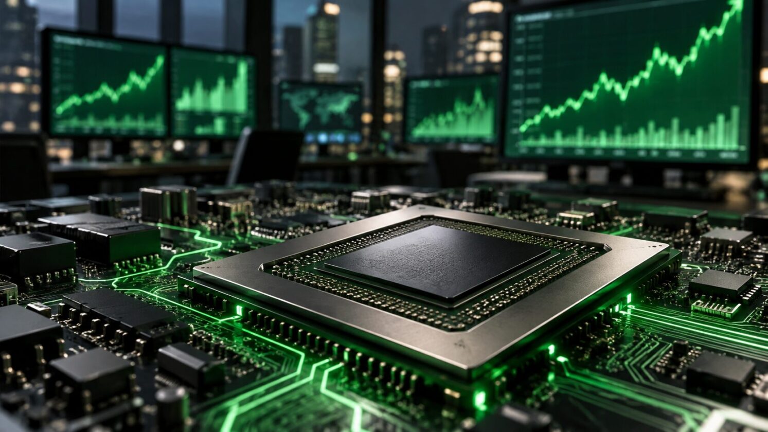 Imagem editorial para a matéria: NVIDIA amplia autorização de recompra de ações em US$ 150 bilhões
