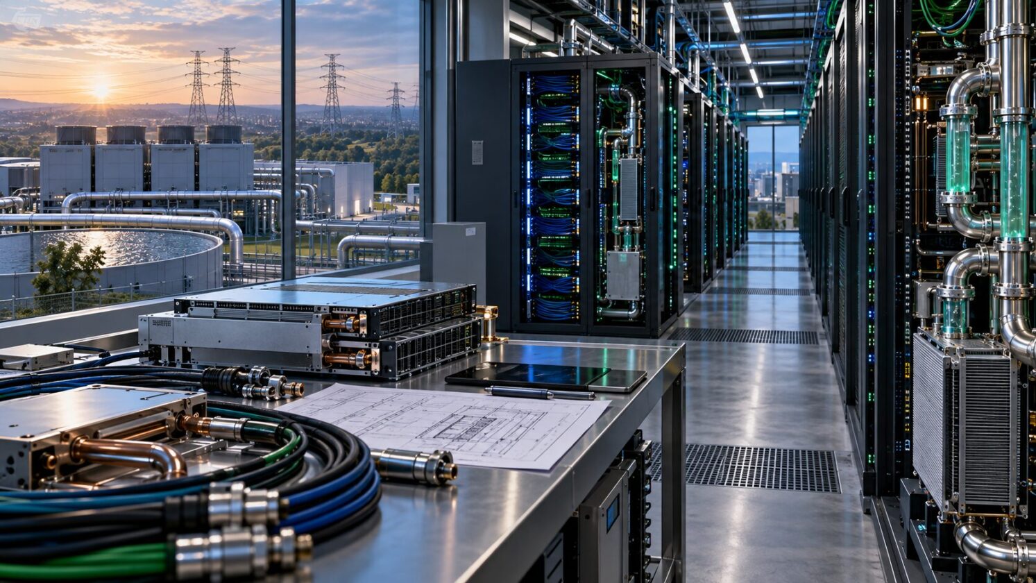 Imagem editorial para a matéria: NVIDIA anuncia DSX Ready para produtos de energia e resfriamento em fábricas de IA