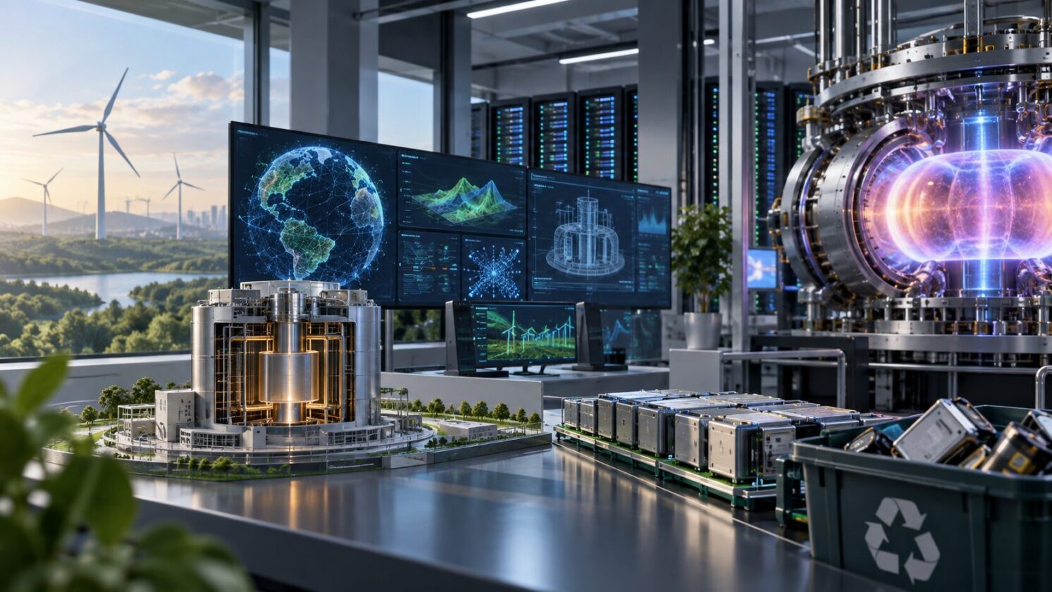 Imagem editorial para a matéria: NVIDIA destaca uso de IA em projetos de energia limpa