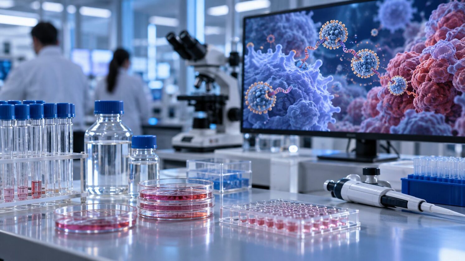 Imagem editorial para a matéria: Pesquisadores da University of Adelaide testam nanopartículas com mRNA contra tumores