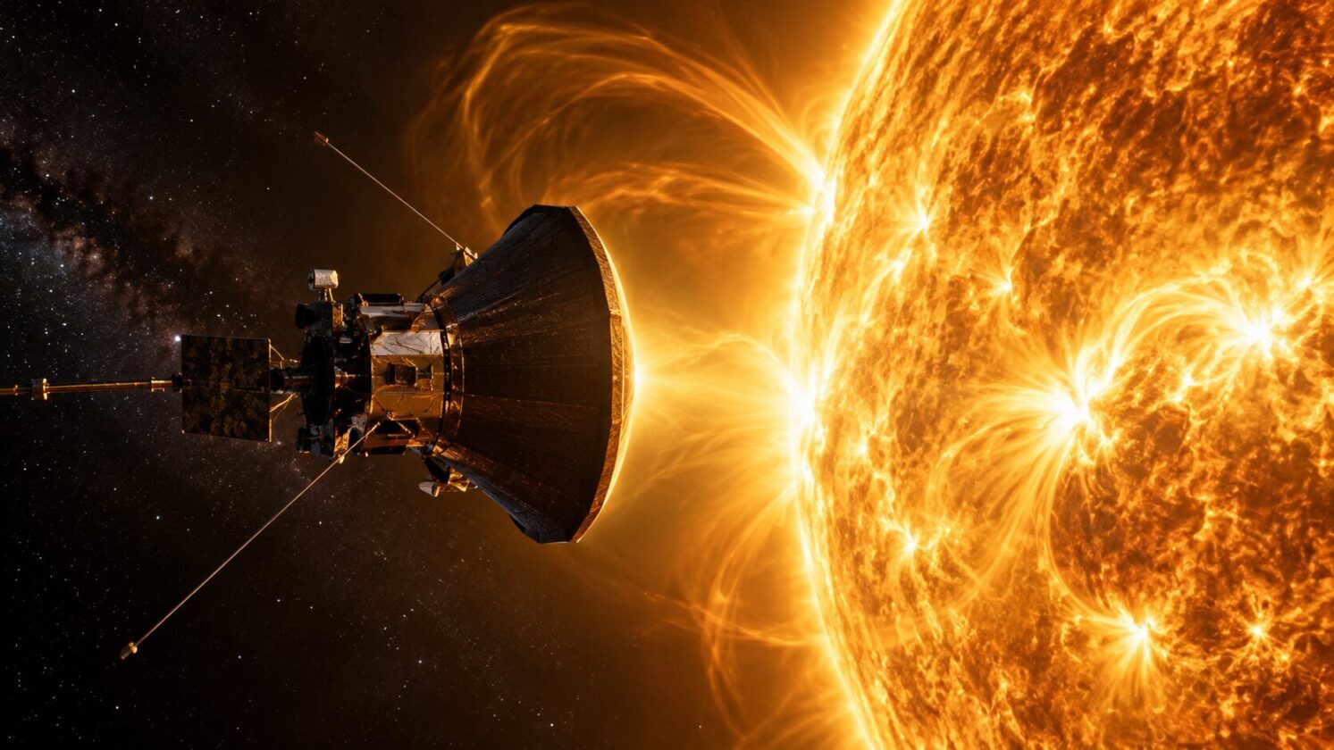 Imagem editorial para a matéria: Sonda Parker, da NASA, confirma funcionamento após 29ª aproximação do Sol
