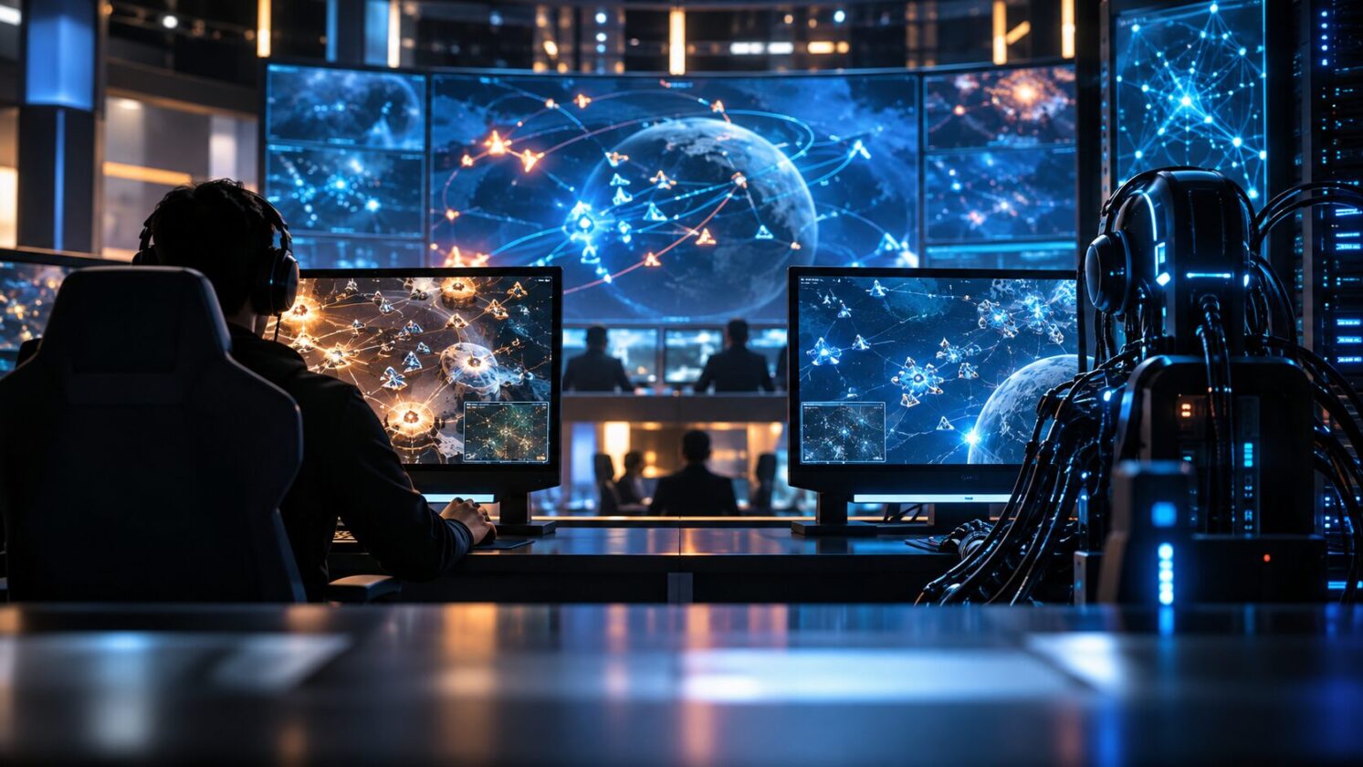 Imagem editorial para a matéria: IA da OpenAI fica atrás de bot humano em disputa de StarCraft