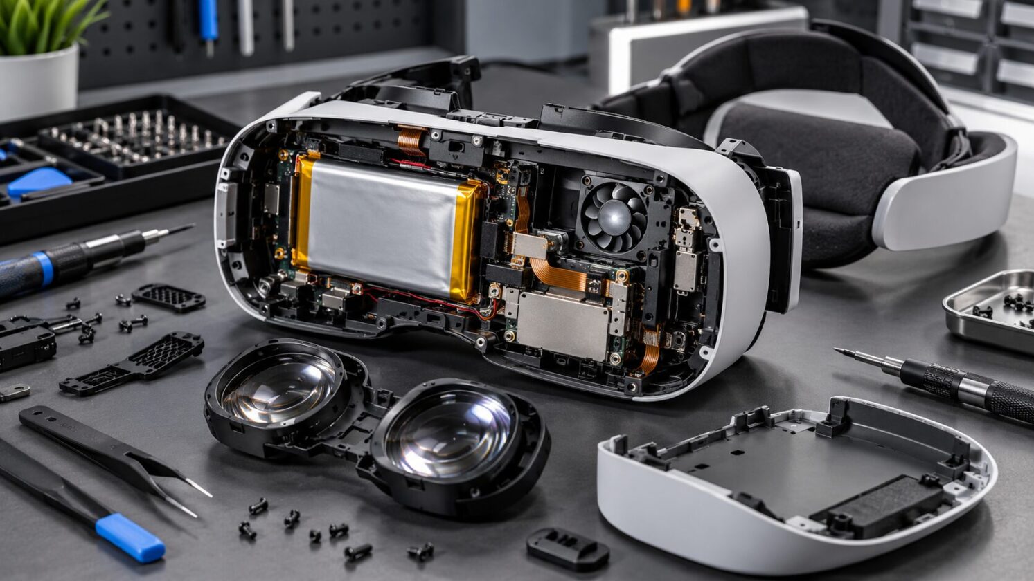 Imagem editorial para a matéria: iFixit desmonta Steam Frame e aponta ventoinha de difícil acesso