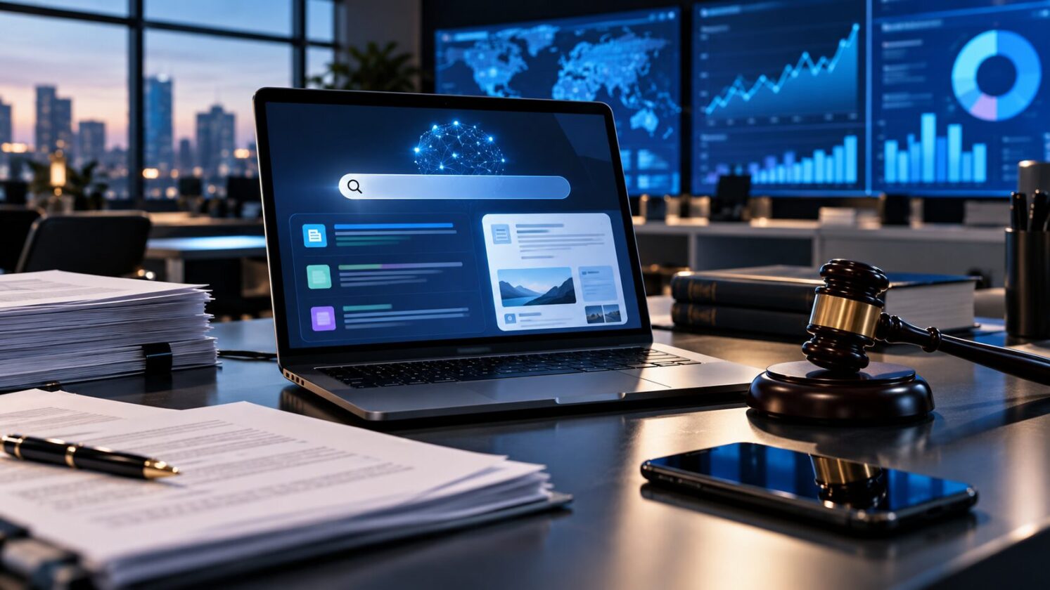 Imagem editorial para a matéria: Justiça dos EUA derruba ações de editoras contra AI Overviews do Google
