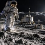 Imagem editorial para a matéria: lança desafio para reduzir riscos elétricos em trajes no Polo Sul lunar