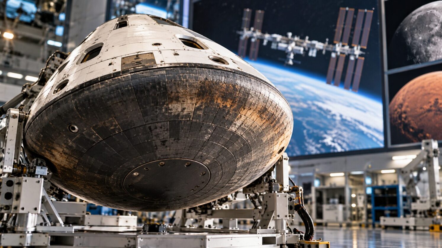 Imagem editorial para a matéria: NASA testa escudos térmicos em cápsulas levadas à Estação Espacial Internacional