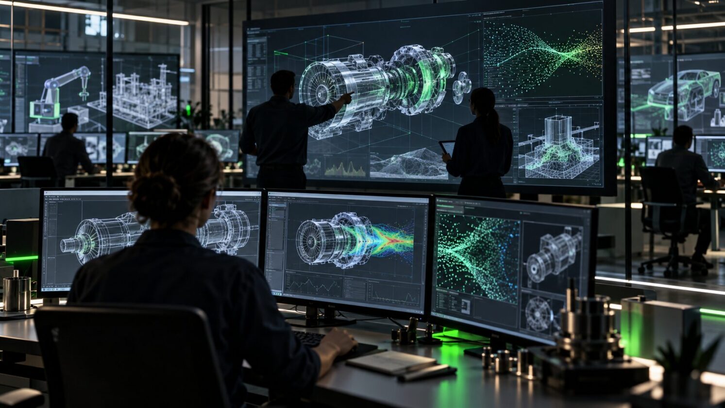 Imagem editorial para a matéria: NVIDIA mostra uso de agentes de IA para criar simulações no Omniverse