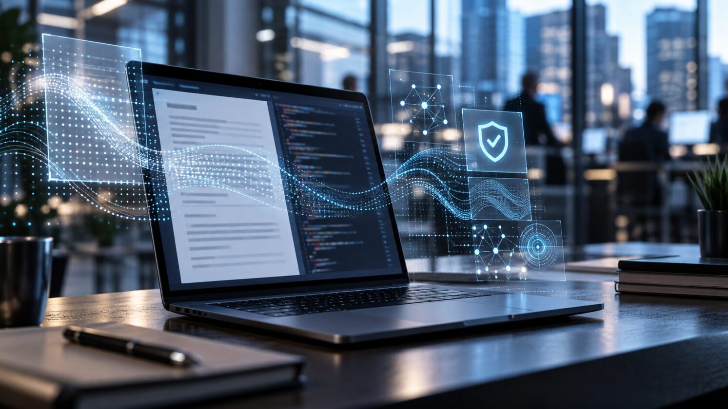 Imagem editorial para a matéria: OpenAI começa a adotar marca d’água invisível em textos do ChatGPT e do Codex na União Europeia