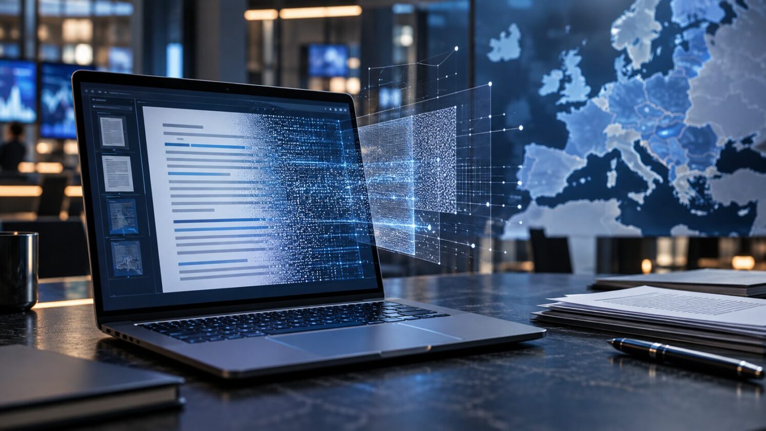 Imagem editorial para a matéria: OpenAI vai aplicar marca d’água invisível em textos do ChatGPT e do Codex na União Europeia